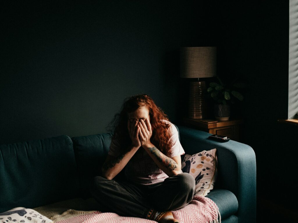 person panic attack couch