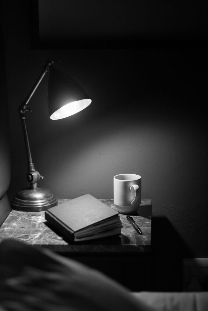 notebook bedside table lamp night