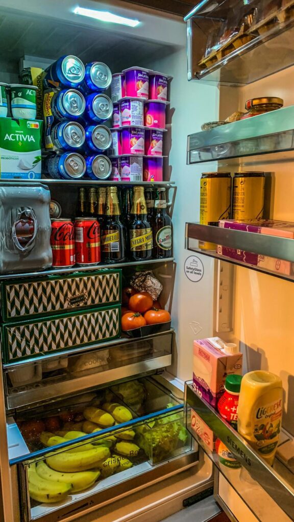 open refrigerator looking inside