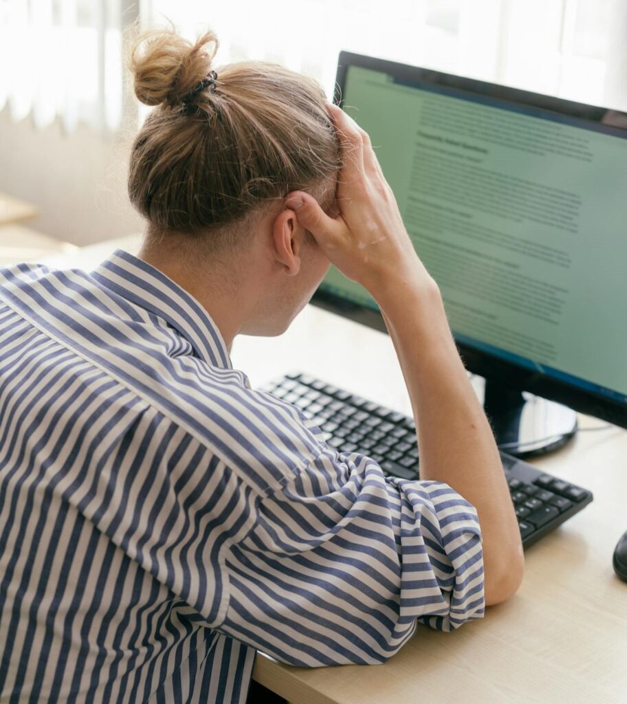 stressed corporate employee computer