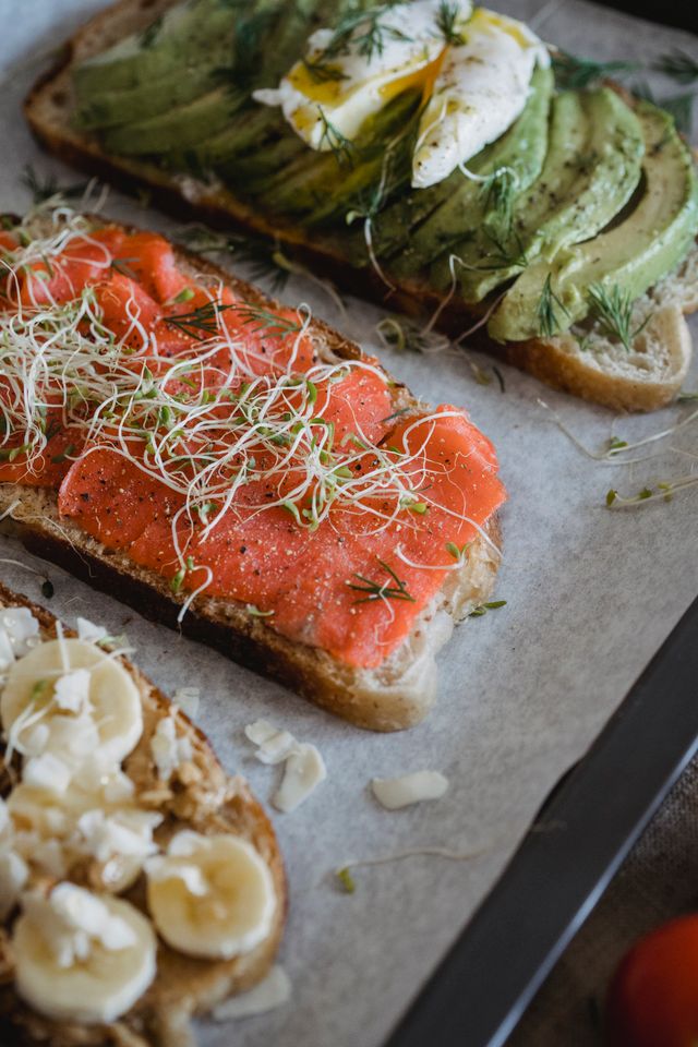 healthy whole foods avocado salmon nuts
